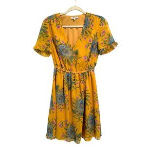 Madwell Sweetgrass Ruffle-Sleeve Dress in Painted Blooms